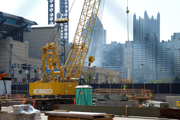 Photo of portable toilet unit in Pittsburgh construction site