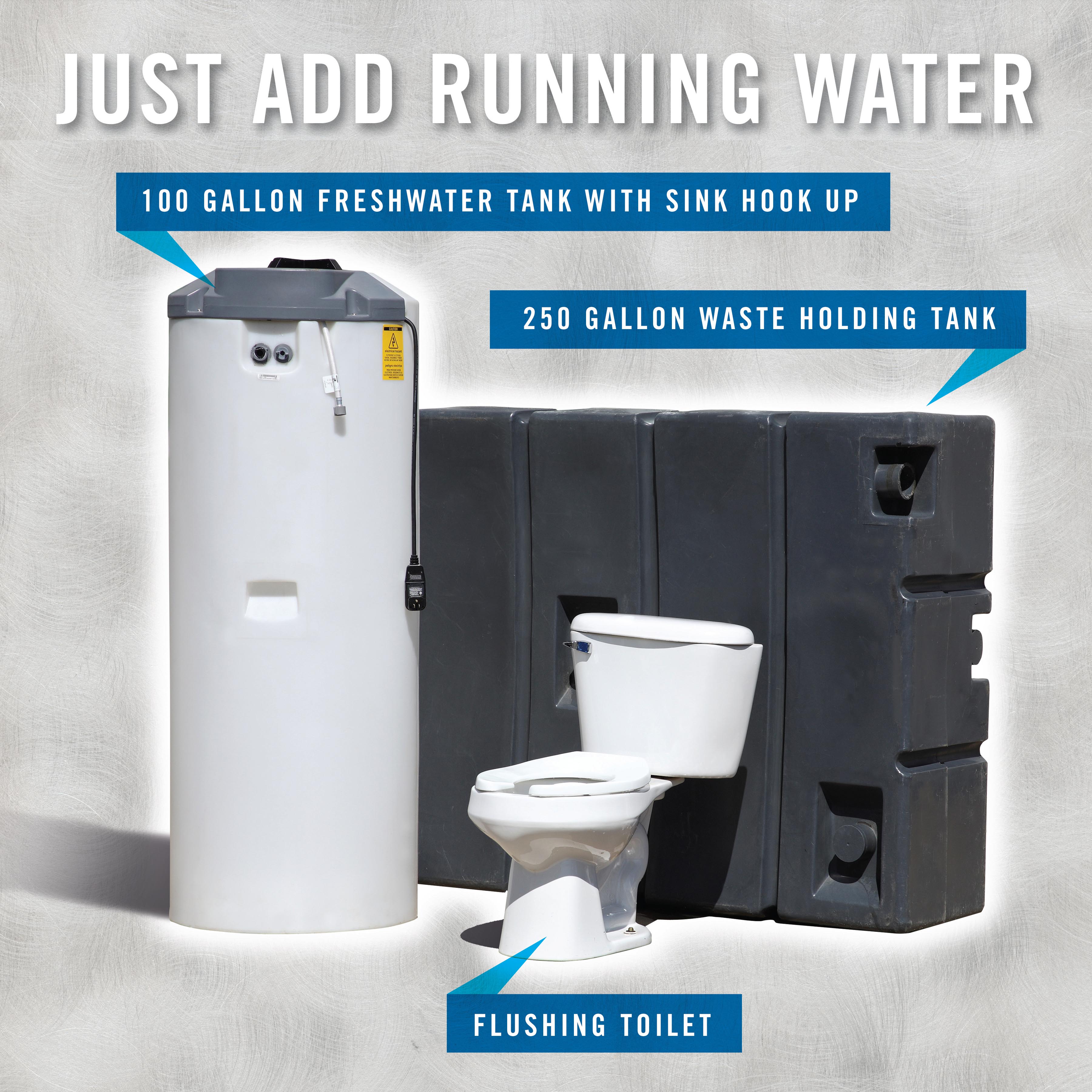 Mr. John Aqua Flush System - Aqua Flush - freshwater tank, wastewater tank, flushing toilet - portable flushing toilet and sink system from Mr. John Portable Toilet Rental