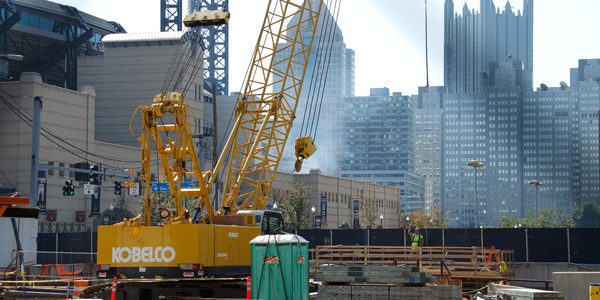 Photo of portable toilet unit in Pittsburgh construction site